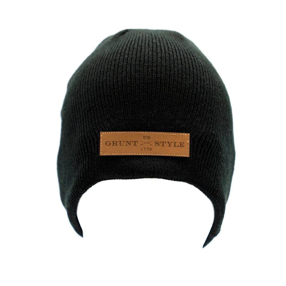 Accessories Leather Patch Beanie - Black 4 Accessories Leather Patch Beanie - Black - Image 2