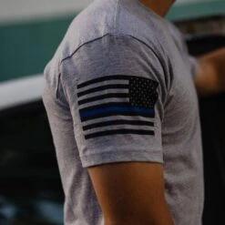 Blue Line Flag Basic T-Shirt - Heather Gray -Fashion Trend Clothing Store BlankPoster 2000X2000 1BlueLineFlag min