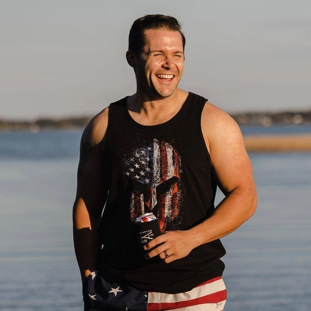 Men's American Spartan Tank - Black 5 Men's American Spartan Tank - Black - Image 3