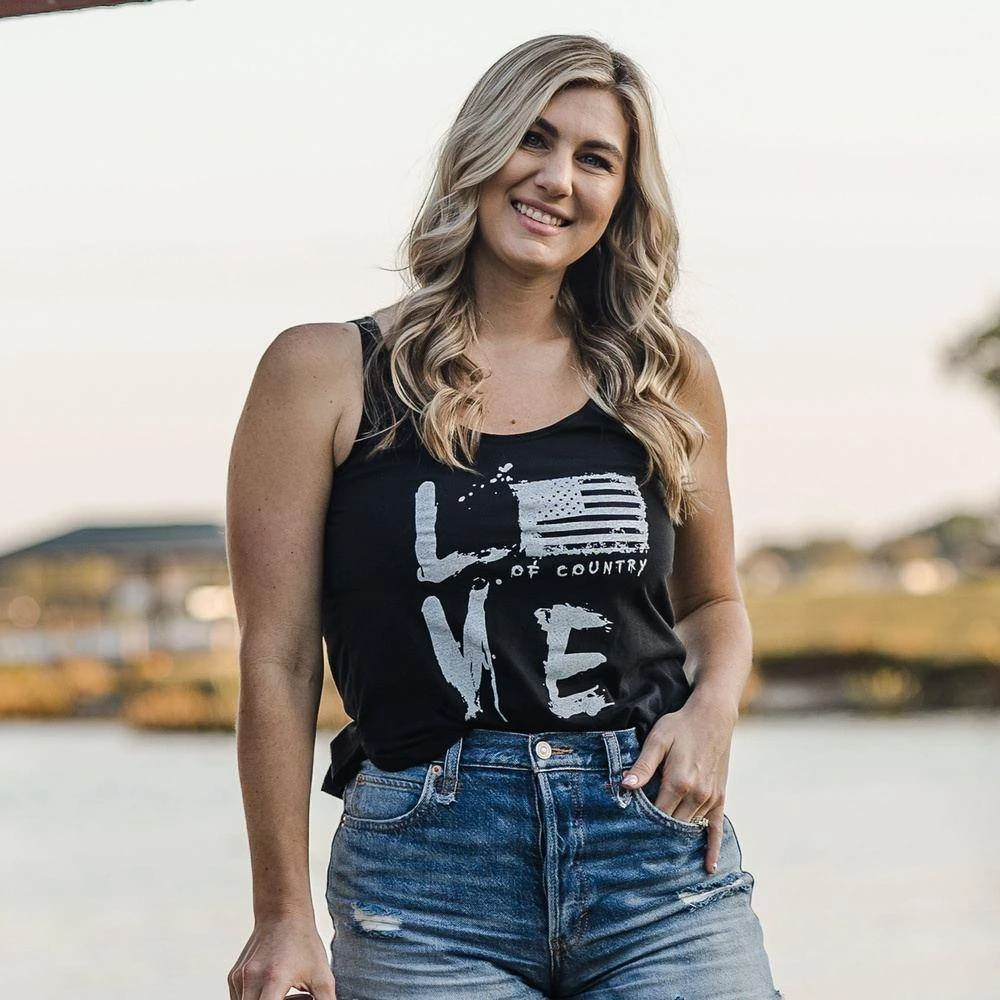 Women's Love Of Country Flowy Tank - Black 5 Women's Love Of Country Flowy Tank - Black - Image 3