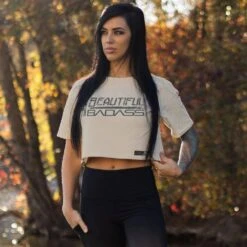 Women's Beautiful Badass Cropped T-Shirt- Natural -Fashion Trend Clothing Store BlankPoster 2000X2000 A BadassN