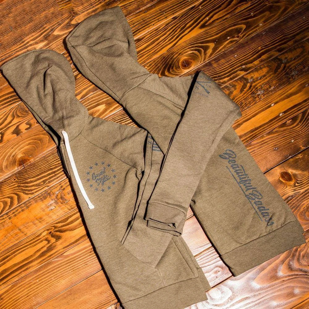 Women's Beautiful Badass Full Zip Hoodie - Military Green 4 Women's Beautiful Badass Full Zip Hoodie - Military Green - Image 2