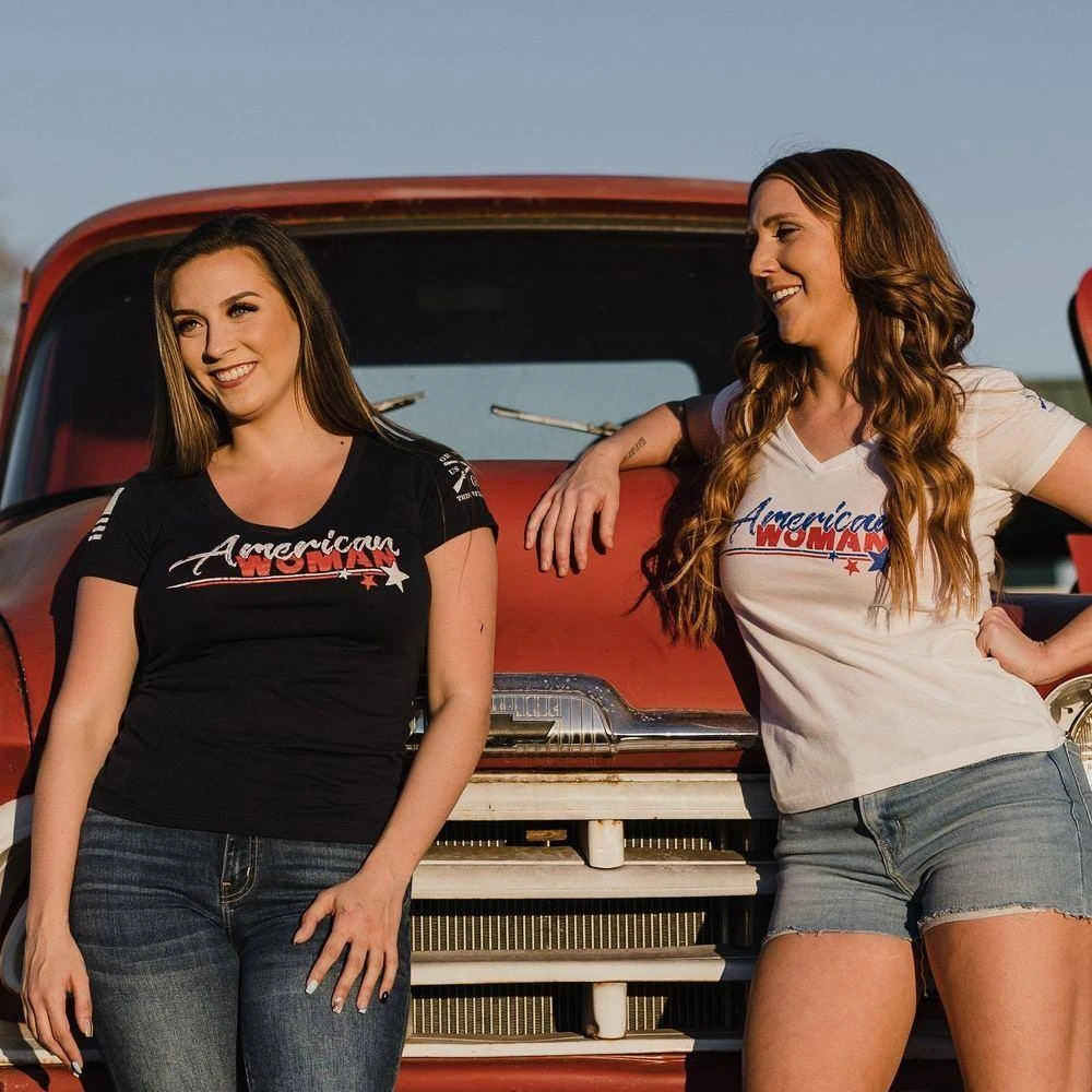 Women's American Woman V-Neck - White 5 Women's American Woman V-Neck - White - Image 3