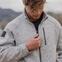 Men's Sweater Jacket - Heather Grey -Fashion Trend Clothing Store BlankPoster 2000X2000 GS3568 GruntStyleSweaterJacket