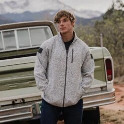 Men's Sweater Jacket - Heather Grey -Fashion Trend Clothing Store BlankPoster 2000X2000 GS3568 GruntStyleSweaterJacket 5