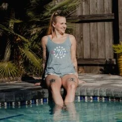 Women's 76 We The People Flowy Tank - Stonewash Denim