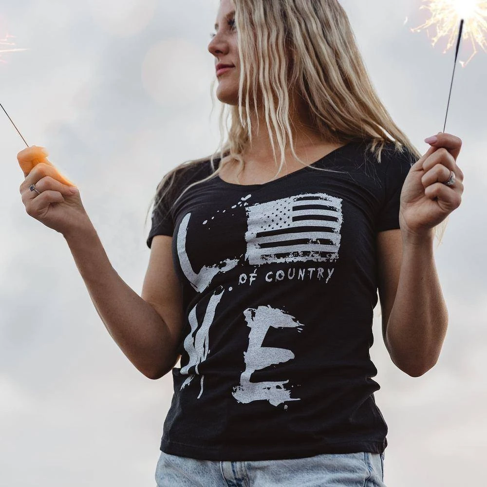 Women's Love Of Country V-Neck - Black 3 Women's Love Of Country V-Neck - Black