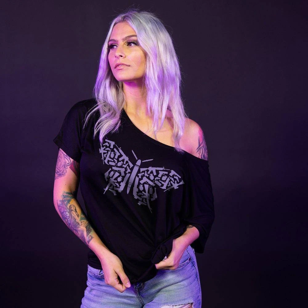 Women's 2A Butterfly Slouchy T-Shirt - Black 4 Women's 2A Butterfly Slouchy T-Shirt - Black - Image 2