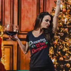 Women's Wine Christmas V-Neck - Black 10 Women's Wine Christmas V-Neck - Black -Fashion Trend Clothing Store BlankPoster 2000x2000 3 GS5849WineChristmasV Neck