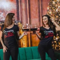 Women's Wine Christmas V-Neck - Black 12 Women's Wine Christmas V-Neck - Black -Fashion Trend Clothing Store BlankPoster 2000x2000 4 GS5849WineChristmasV Neck