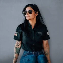 Women's Garage Button Down - Black -Fashion Trend Clothing Store BlankPoster 2000x2000 GS5447 Women sGruntStyleGarageButtonDown Black 5