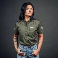 Women's Garage Button Down - Military Green -Fashion Trend Clothing Store BlankPoster 2000x2000 GS5448 Women sGruntStyleGarageButtonDown MilitaryGreen 2