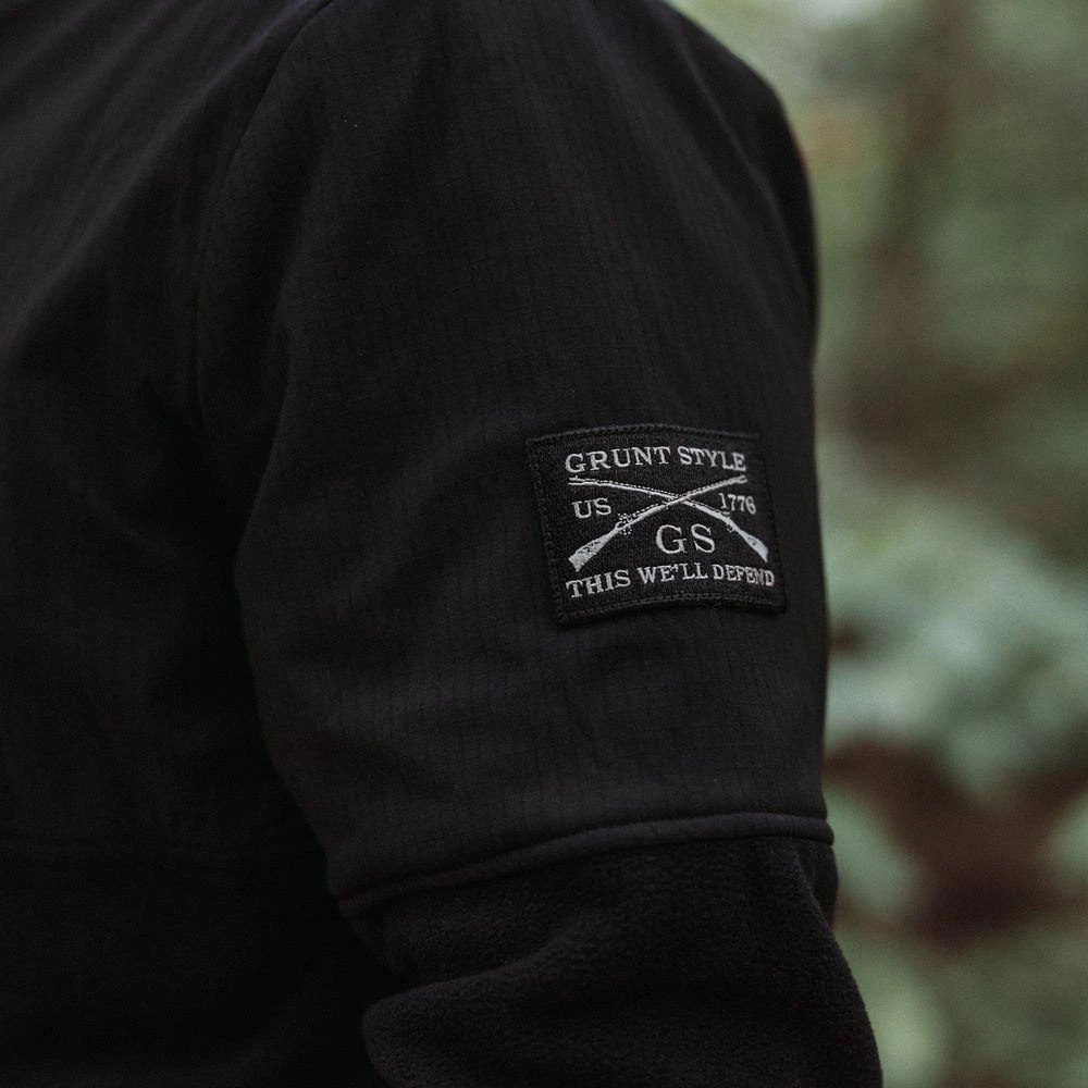 Men's Ripstop Hybrid Fleece Full-Zip Jacket - Black 7 Men's Ripstop Hybrid Fleece Full-Zip Jacket - Black - Image 5