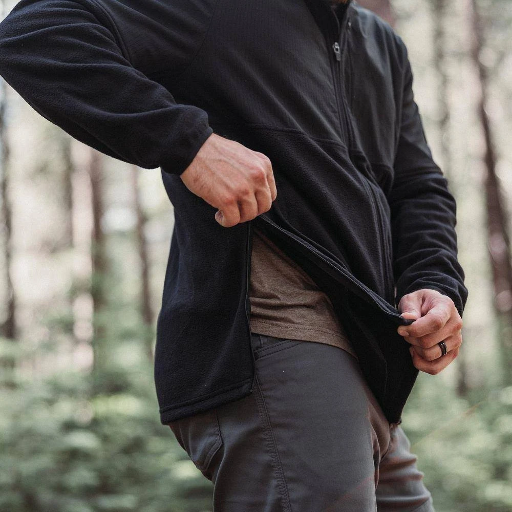 Men's Ripstop Hybrid Fleece Full-Zip Jacket - Black 6 Men's Ripstop Hybrid Fleece Full-Zip Jacket - Black - Image 4