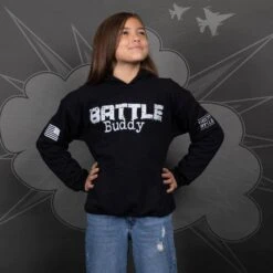 Youth Battle Buddy Hoodie - Black -Fashion Trend Clothing Store BlankPoster 2000x2000 GS5693 YouthBattleBuddyHoodie Black 2