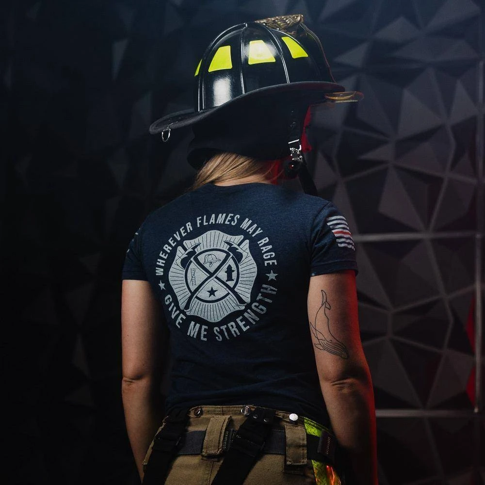 Women's Wherever Flames May Rage Slim Fit T-Shirt - Midnight Navy 3 Women's Wherever Flames May Rage Slim Fit T-Shirt - Midnight Navy