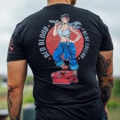 Red Blood Blue Collar™ Pinup T-Shirt - Black -Fashion Trend Clothing Store BlankPoster 2000x2000 GS5760RedBloodBlueCollarPinup Black 7