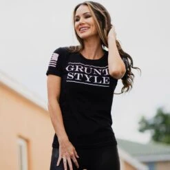 Women's Grunt Style Stacked Logo Ombre T-Shirt - Black -Fashion Trend Clothing Store BlankPoster 2000x2000 GS5424Women sGruntStyleStackedLogoOmbre Black