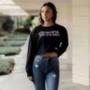 Women's Beautiful Badass Long Sleeve Cropped T-Shirt - Black