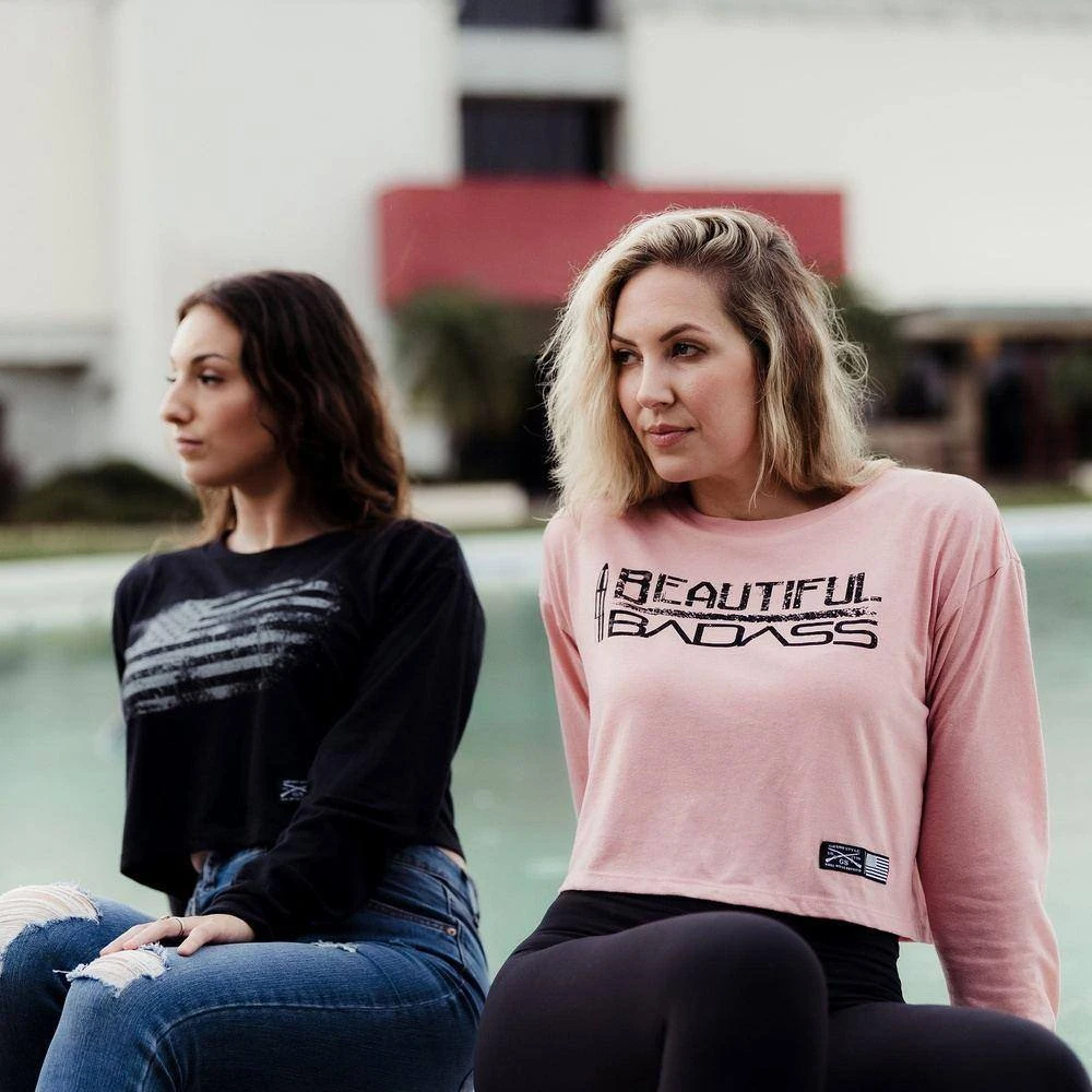 Women's Vintage American Long Sleeve Cropped T-Shirt - Black 8 Women's Vintage American Long Sleeve Cropped T-Shirt - Black - Image 6