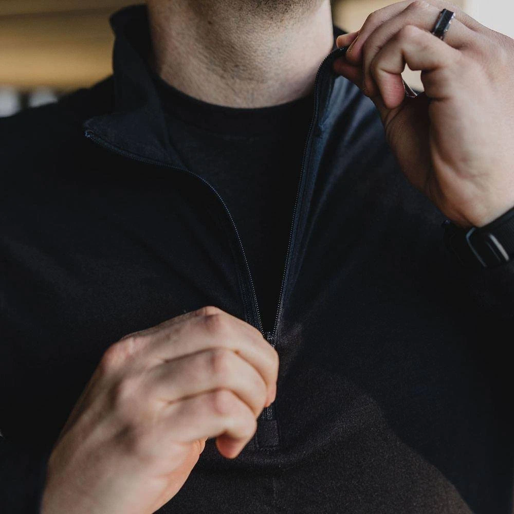 Men's This We'll Defend Triblend 1/4 Zip Pullover - Black 8 Men's This We'll Defend Triblend 1/4 Zip Pullover - Black - Image 6