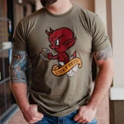 Lucky Devil T-Shirt - Military Green 12 Lucky Devil T-Shirt - Military Green -Fashion Trend Clothing Store BlankPoster 2000x2000 copy2GS5790LuckyDevil MilGreen