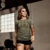 Women's Fear Less Training T-Shirt- Military Green -Fashion Trend Clothing Store BlankPoster 2000x2000 copy36 DefinedByDiscipline Campaign3 GS5252