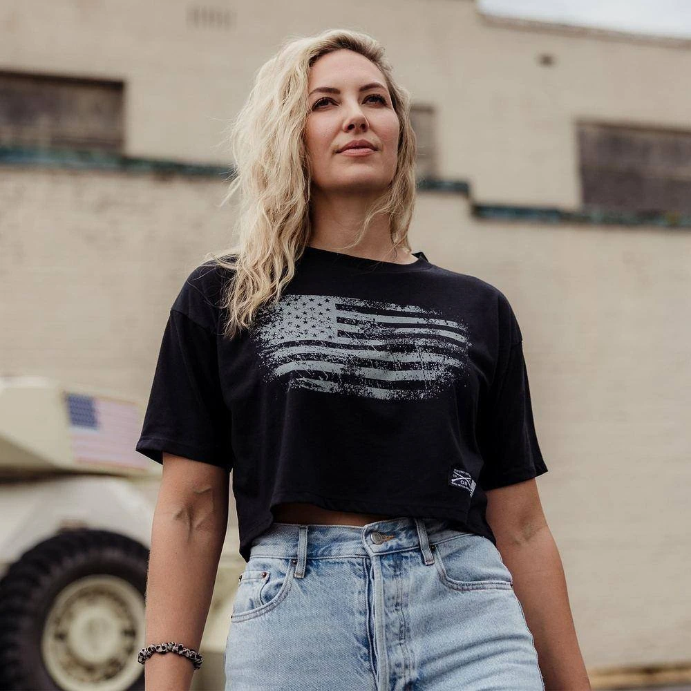 Women's Vintage American Cropped T-Shirt- Black 5 Women's Vintage American Cropped T-Shirt- Black - Image 3