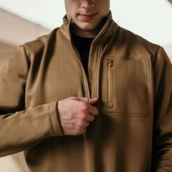 Men's 1/2 Zip Waffle Top - Coyote -Fashion Trend Clothing Store BlankPoster 2000x2000 copy5 GS5313 GruntStyle.5ZipWaffleTop Coyote