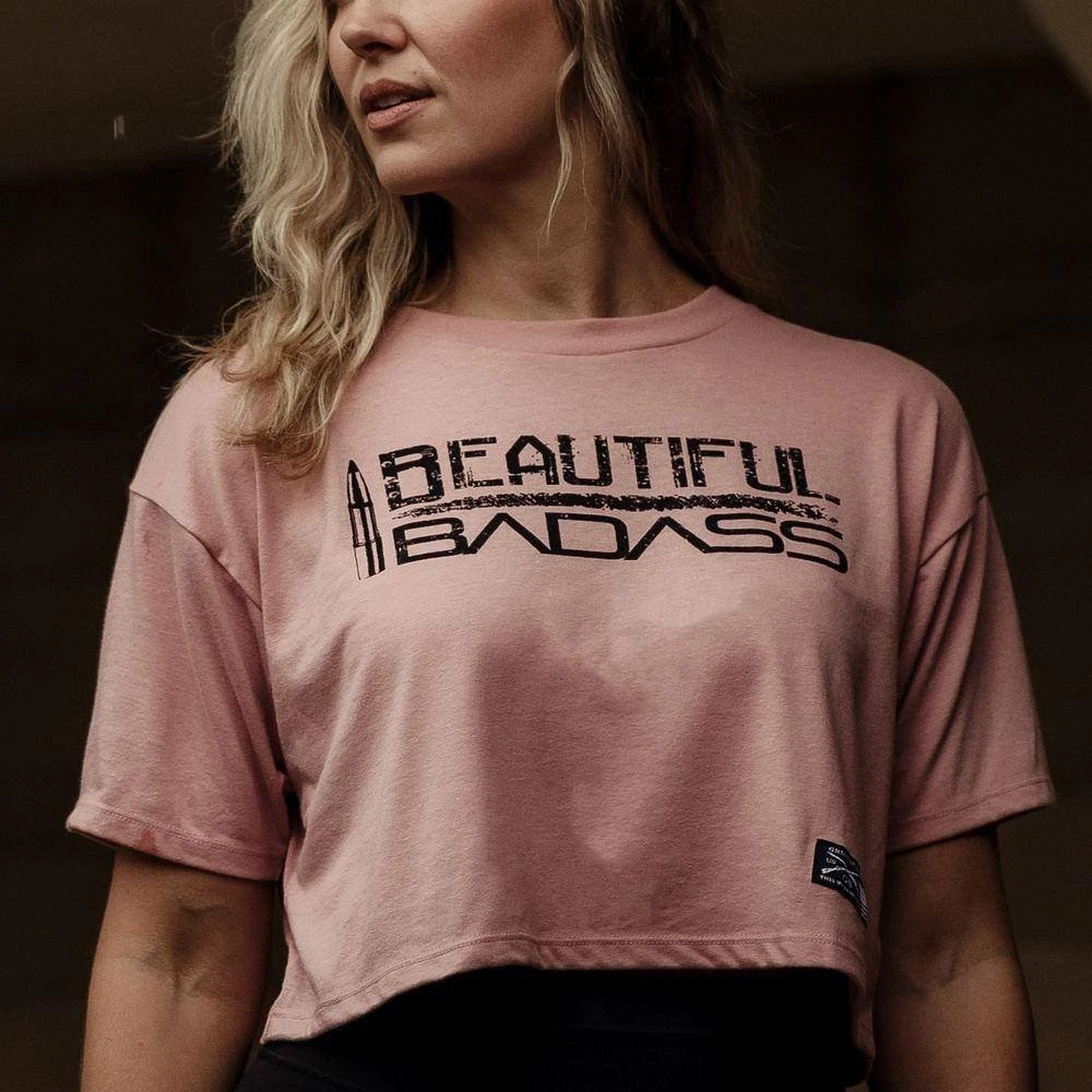 Women's Beautiful Badass Cropped T-Shirt - Desert Pink 3 Women's Beautiful Badass Cropped T-Shirt - Desert Pink