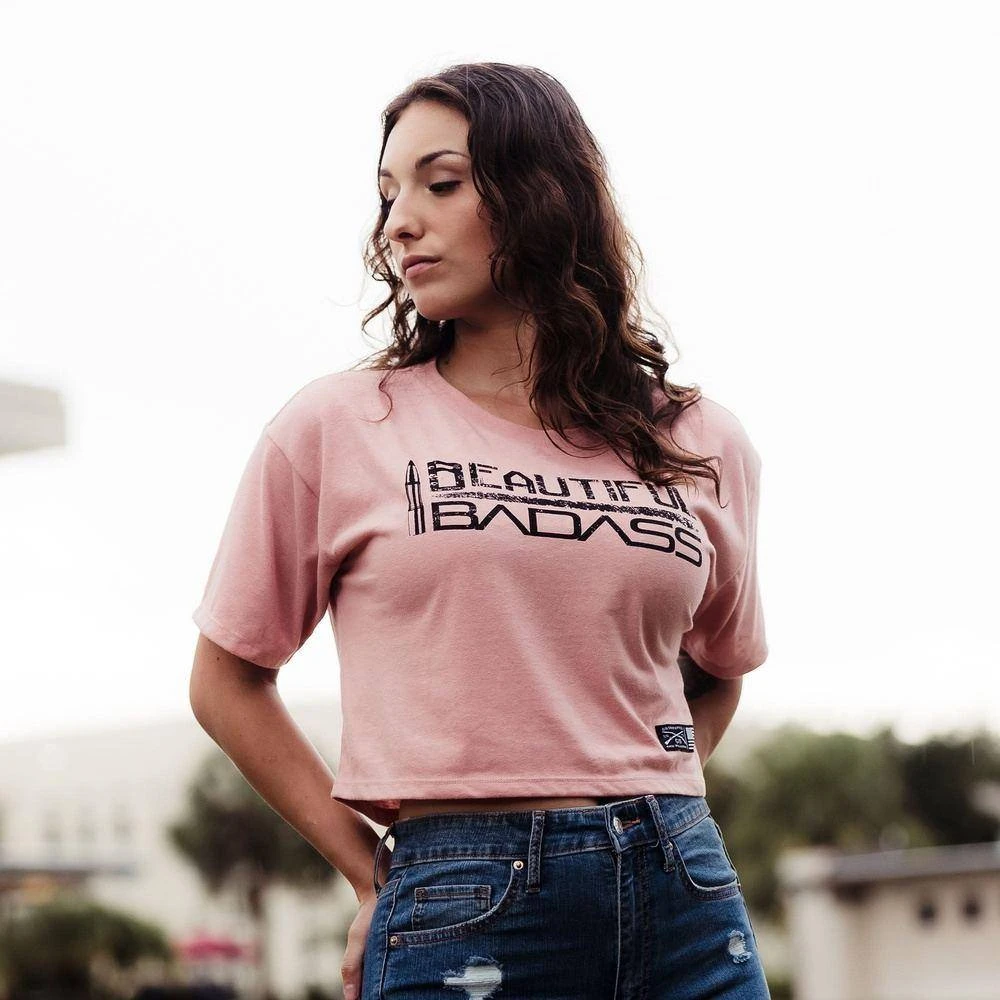 Women's Beautiful Badass Cropped T-Shirt - Desert Pink 6 Women's Beautiful Badass Cropped T-Shirt - Desert Pink - Image 4