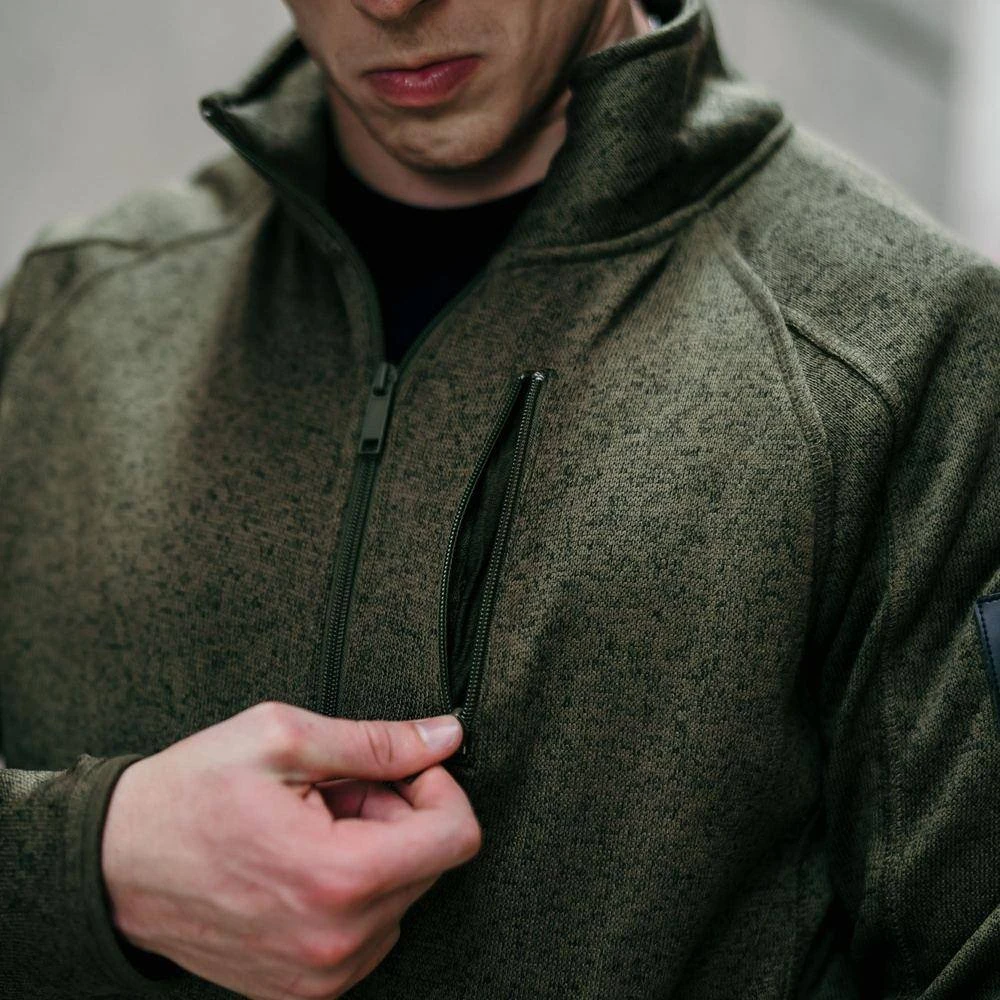Men's Sweater Jacket - Military Green 4 Men's Sweater Jacket - Military Green - Image 2