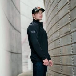 Men's 1/2 Zip Waffle Top - Black -Fashion Trend Clothing Store BlankPoster 2000x2000 copy9 GS5312