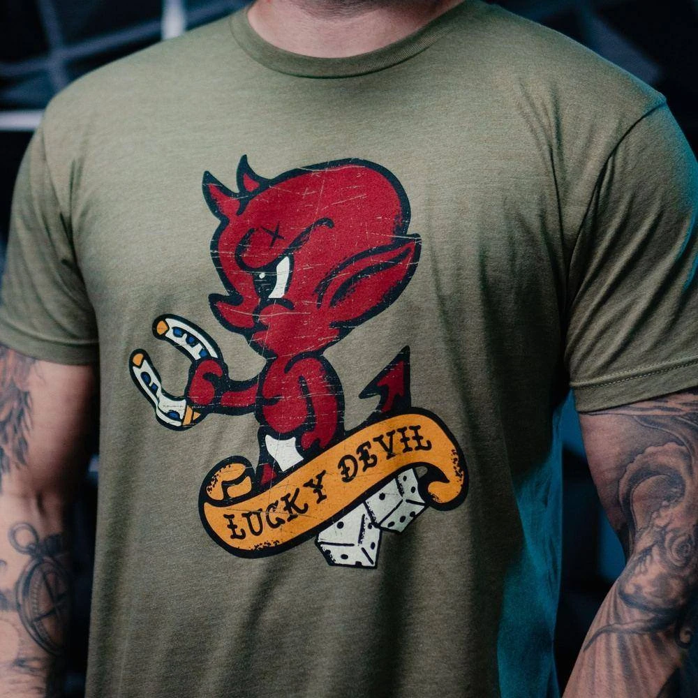 Lucky Devil T-Shirt - Military Green 4 Lucky Devil T-Shirt - Military Green - Image 2