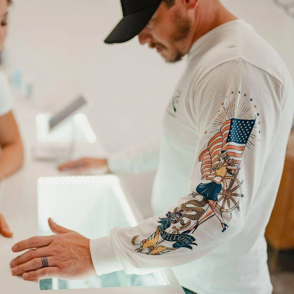 Nautical Pinup Long Sleeve - White 5 Nautical Pinup Long Sleeve - White - Image 3