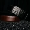 Accessories Brown American Flag Leather Belt -Fashion Trend Clothing Store DSC 8090