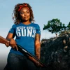 Women's Messy Buns And Guns T-Shirt - Royal