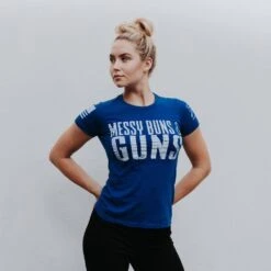 Women's Messy Buns And Guns T-Shirt - Royal -Fashion Trend Clothing Store GS2855 MessyBuns Guns 60