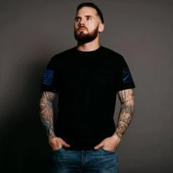 Blue Shield T-Shirt - Black -Fashion Trend Clothing Store GS3073 Blue Shield