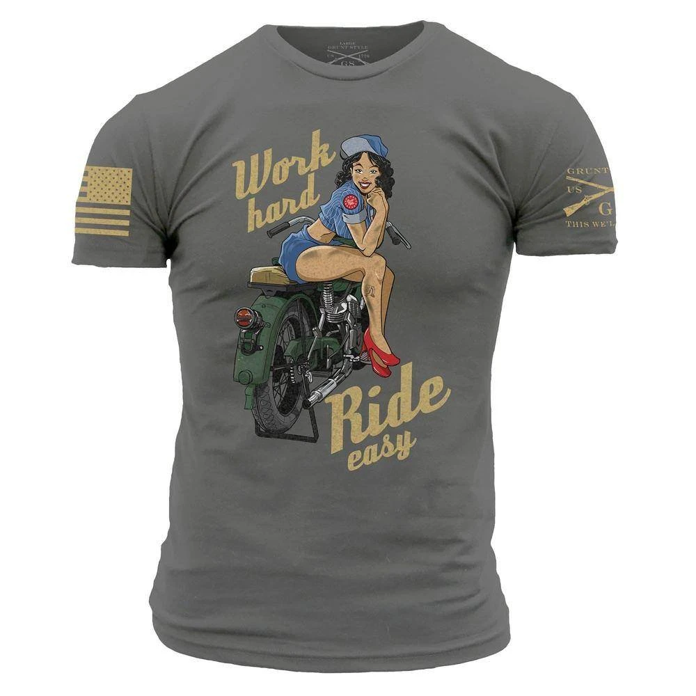 Work Hard, Ride Easy T-Shirt - Dark Grey 3 Work Hard, Ride Easy T-Shirt - Dark Grey