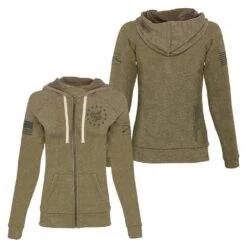 Women's Beautiful Badass Full Zip Hoodie - Military Green