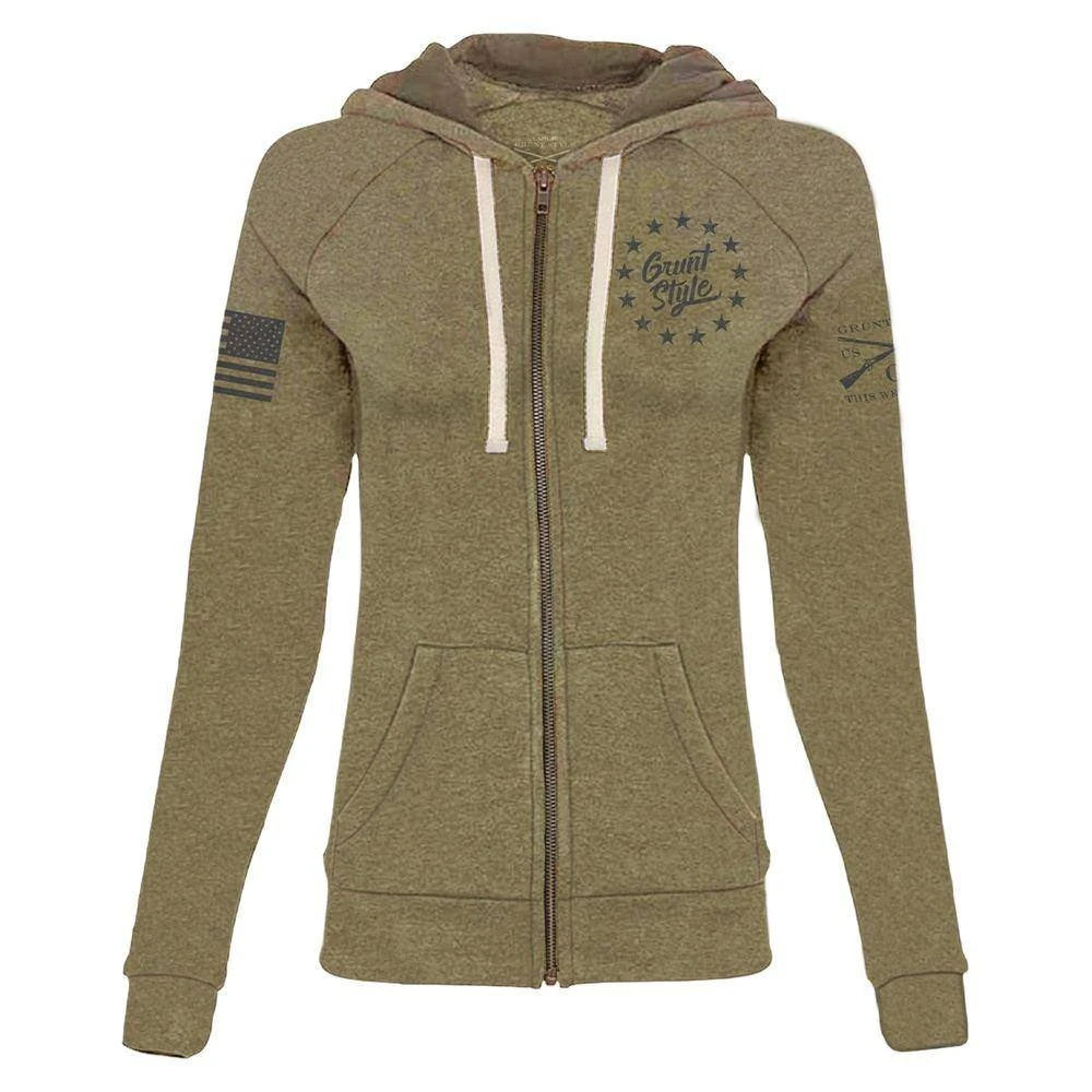 Women's Beautiful Badass Full Zip Hoodie - Military Green 5 Women's Beautiful Badass Full Zip Hoodie - Military Green - Image 3