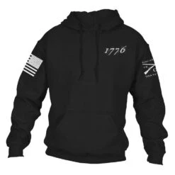 1776 Flag Hoodie - Black -Fashion Trend Clothing Store GS4767 1776FlagHoodie STANDARD WEB READY front