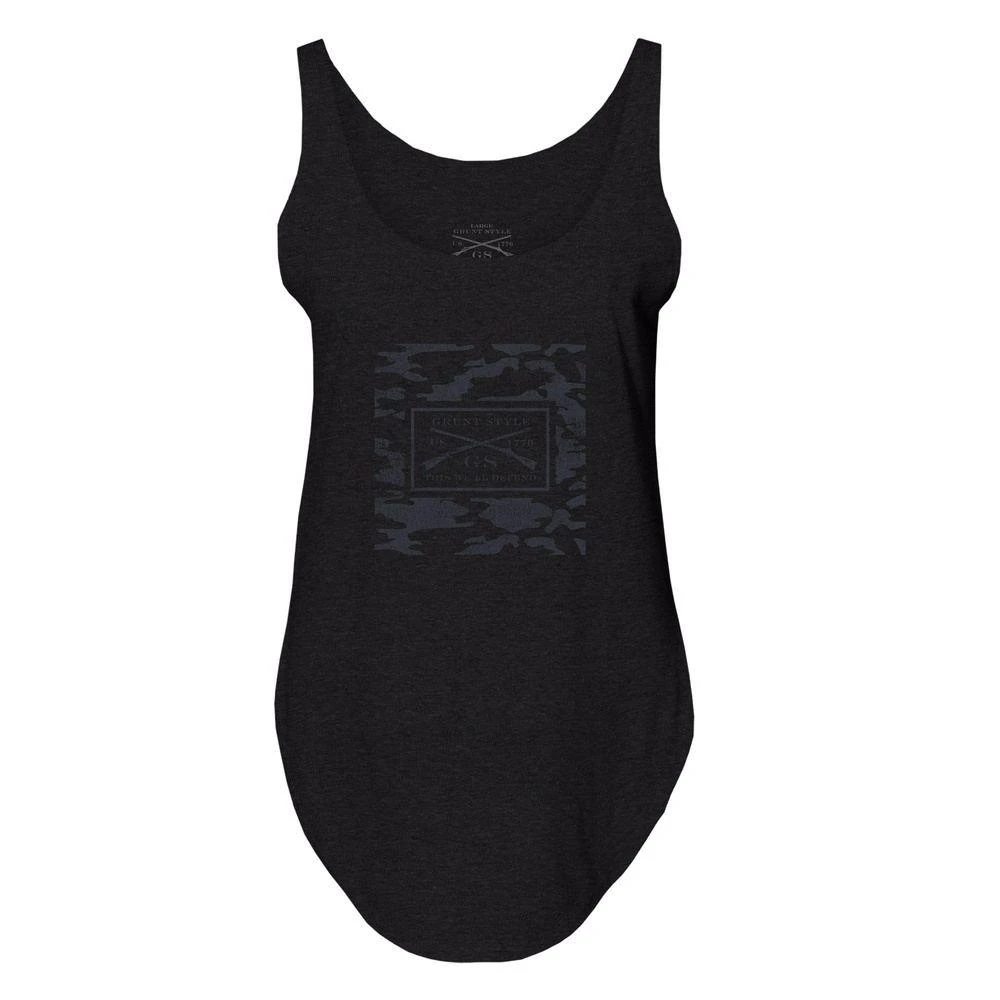 Women'sGrunt Style Logo Flowy Tank - Black Camo 4 Women'sGrunt Style Logo Flowy Tank - Black Camo - Image 2