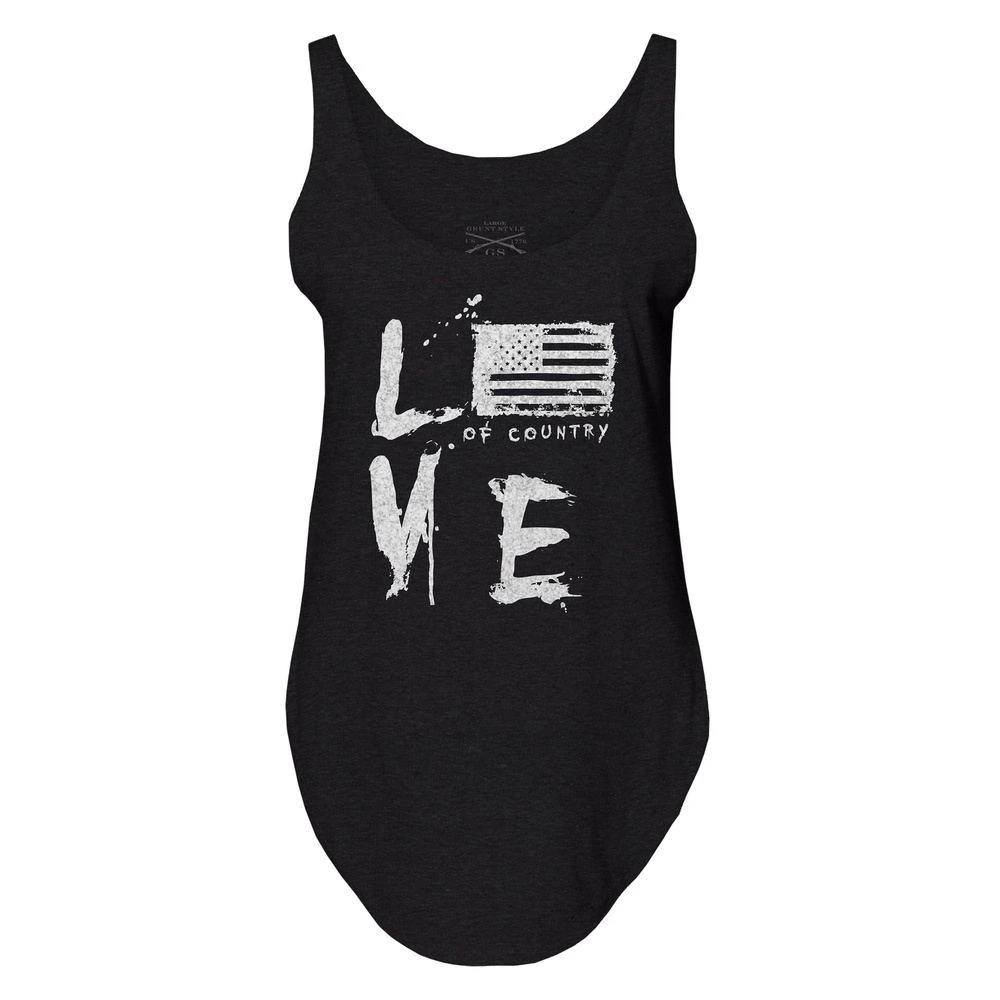 Women's Love Of Country Flowy Tank - Black 8 Women's Love Of Country Flowy Tank - Black - Image 6