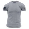 Blue Line Flag Basic T-Shirt - Heather Gray -Fashion Trend Clothing Store GS4894 BlueLineFlag DarkHeatherGray STANDARD WEB READY front min