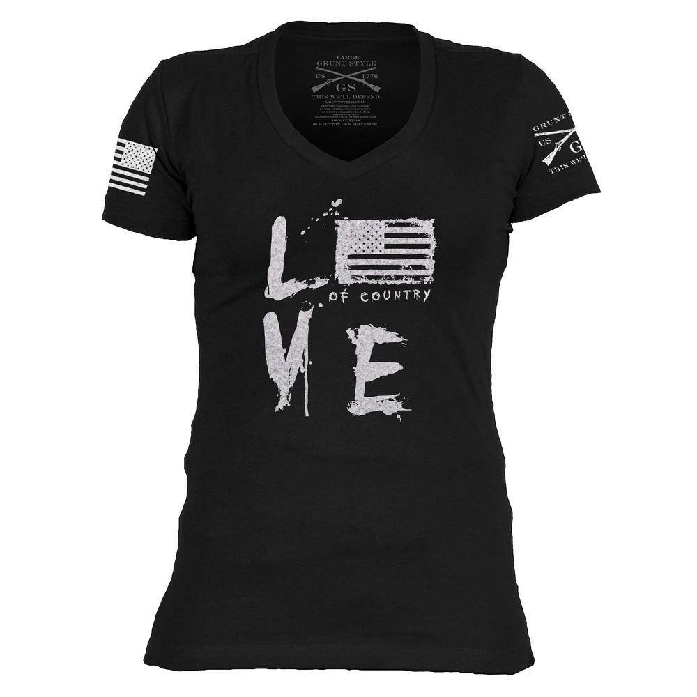 Women's Love Of Country V-Neck - Black 4 Women's Love Of Country V-Neck - Black - Image 2