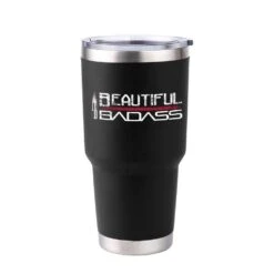 Accessories Beautiful Bada** Bundle - 2 Pack -Fashion Trend Clothing Store GS4956 BeautifulBadass Black30ozTumblerFRONT
