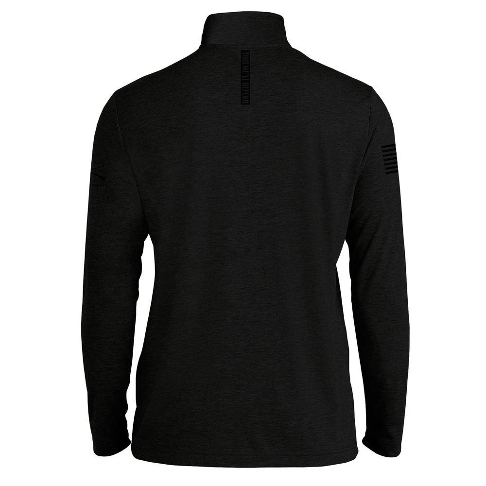 Men's This We'll Defend Triblend 1/4 Zip Pullover - Black 7 Men's This We'll Defend Triblend 1/4 Zip Pullover - Black - Image 5