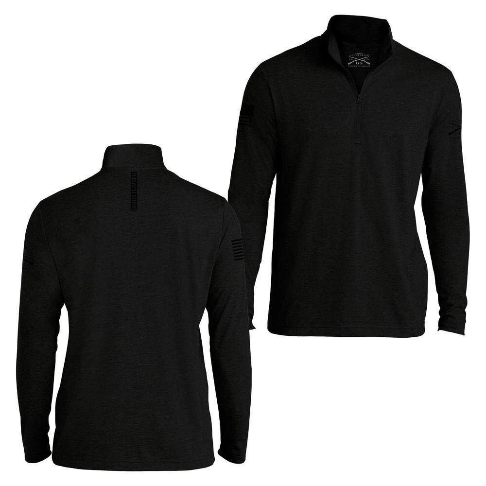 Men's This We'll Defend Triblend 1/4 Zip Pullover - Black 4 Men's This We'll Defend Triblend 1/4 Zip Pullover - Black - Image 2